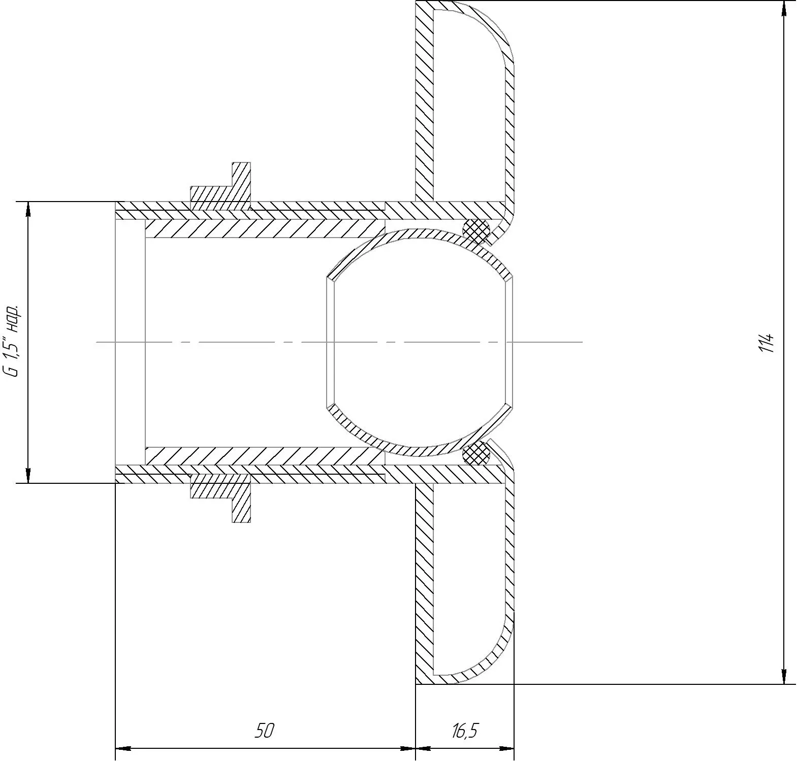 Форсунка подачи воды стеновая, 1,5" композит