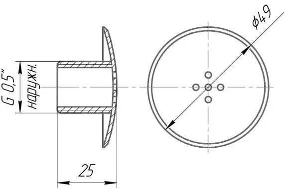 Форсунка аэромассажная 1/2" наружная под плитку