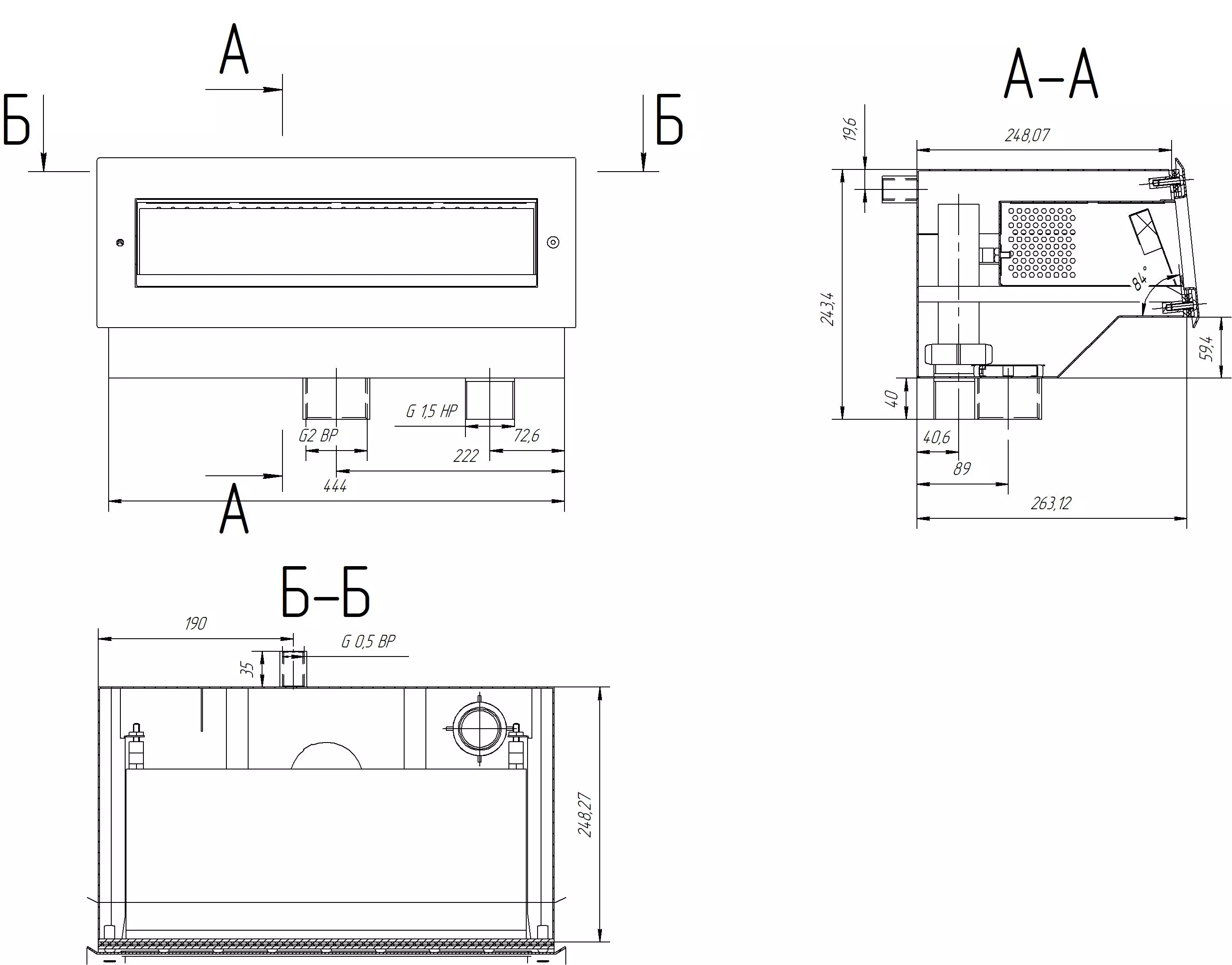Скиммер 25 м² с узкой горловиной и выдвижной корзиной, наклонный (Композит)