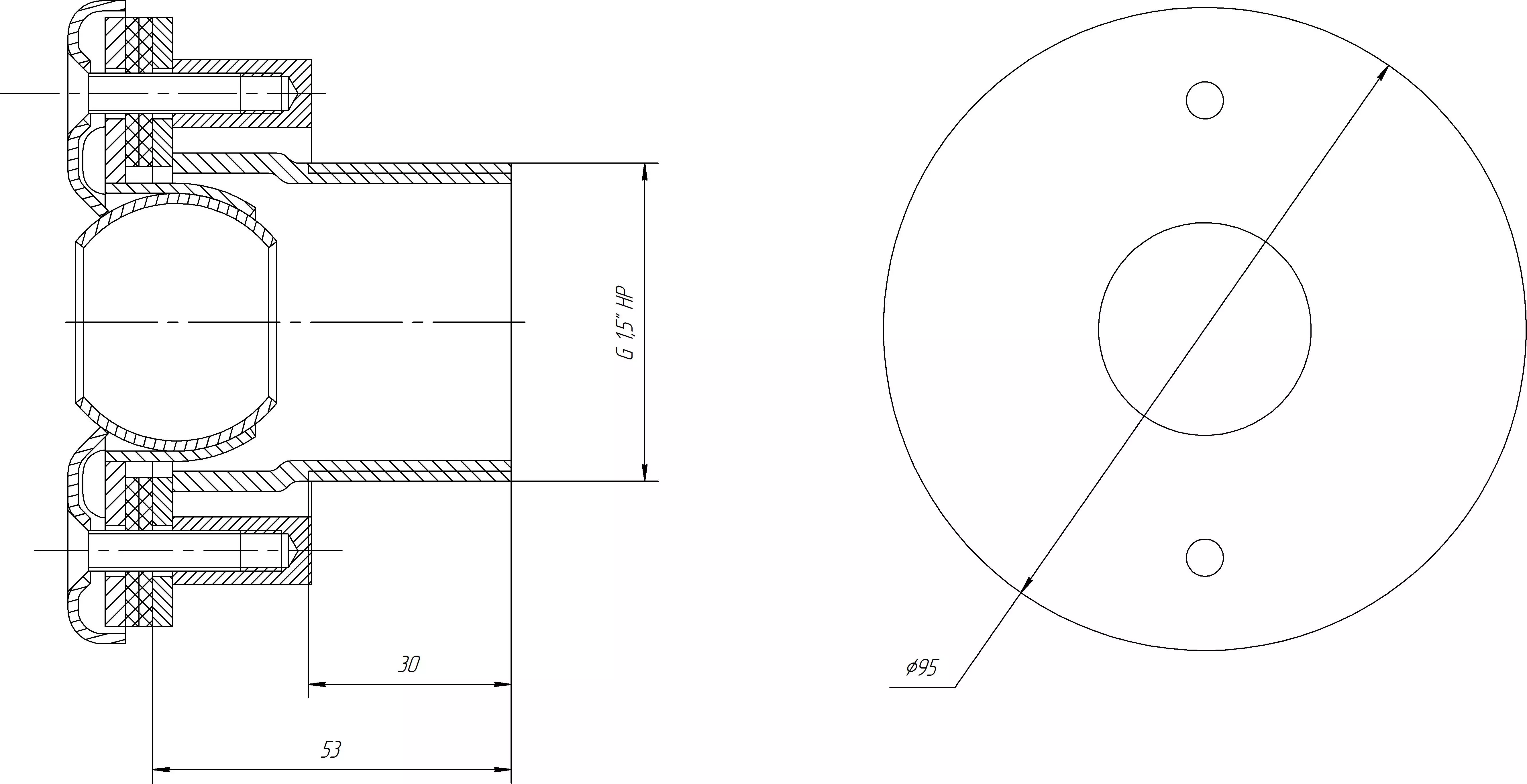 Форсунка подачи воды стеновая 1,5" пленка