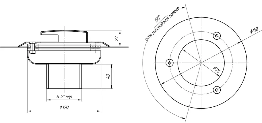 Форсунка с направленной подачей 2" наружн., универсальная