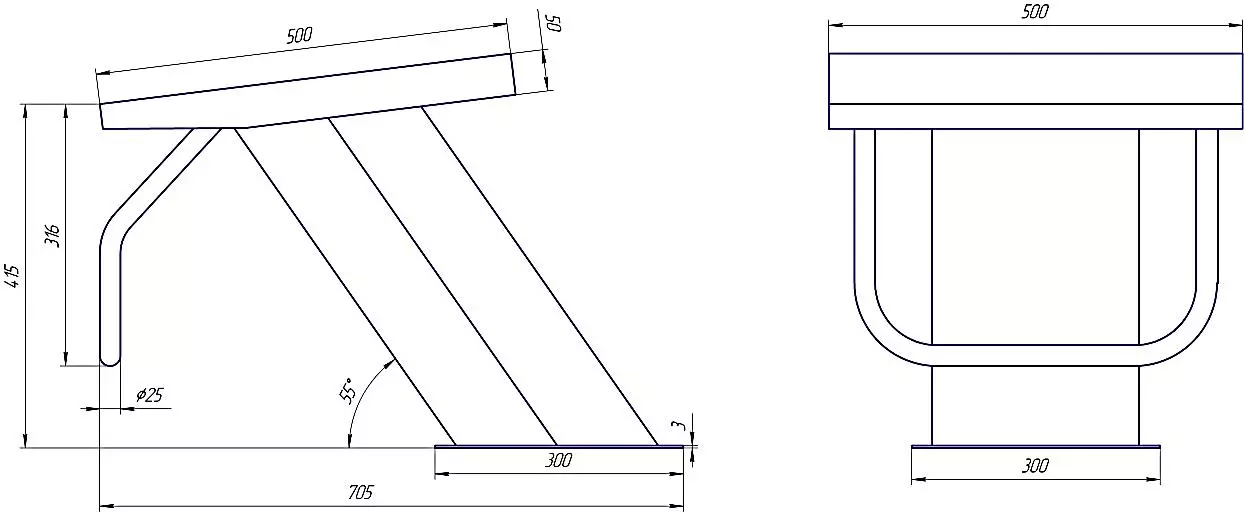 Стартовая тумба наклонная H=400мм